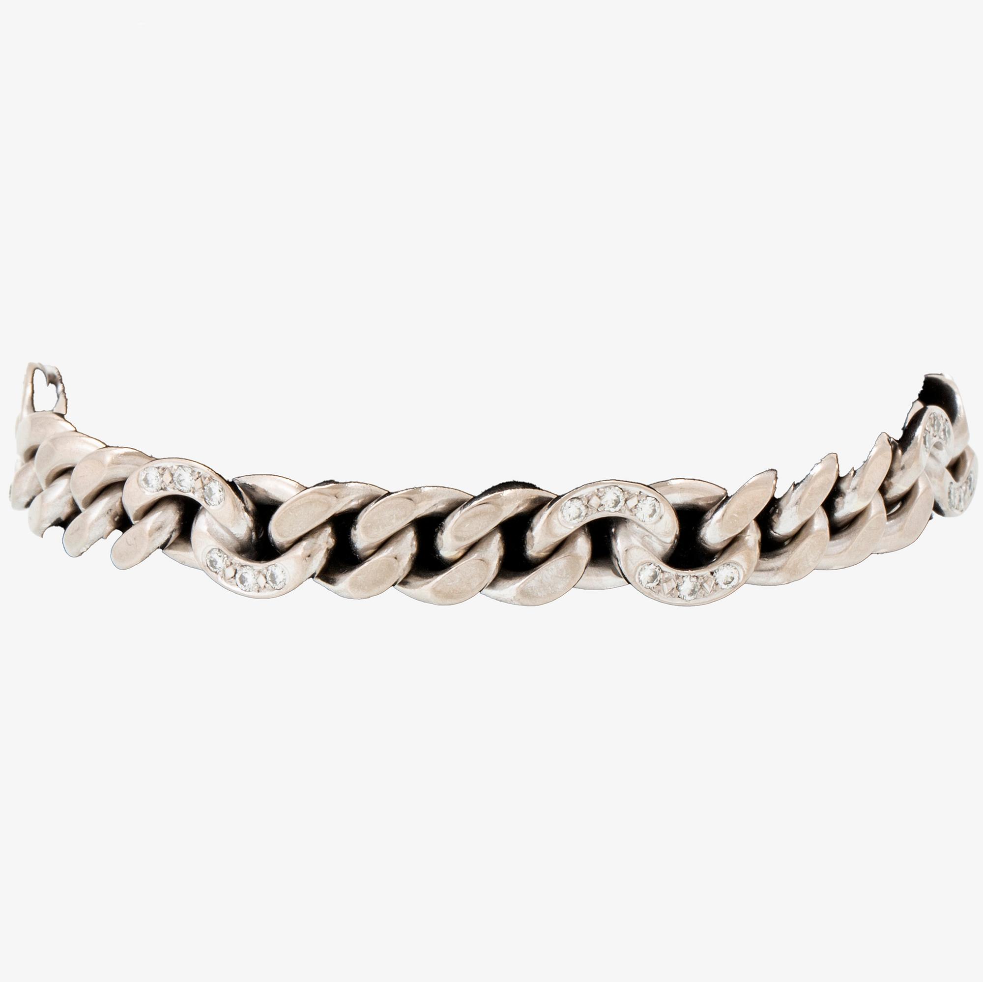 Armband pansarlänk 18K vitguld och briljanter ca 0,72 ct Hellströms guld 2003.
