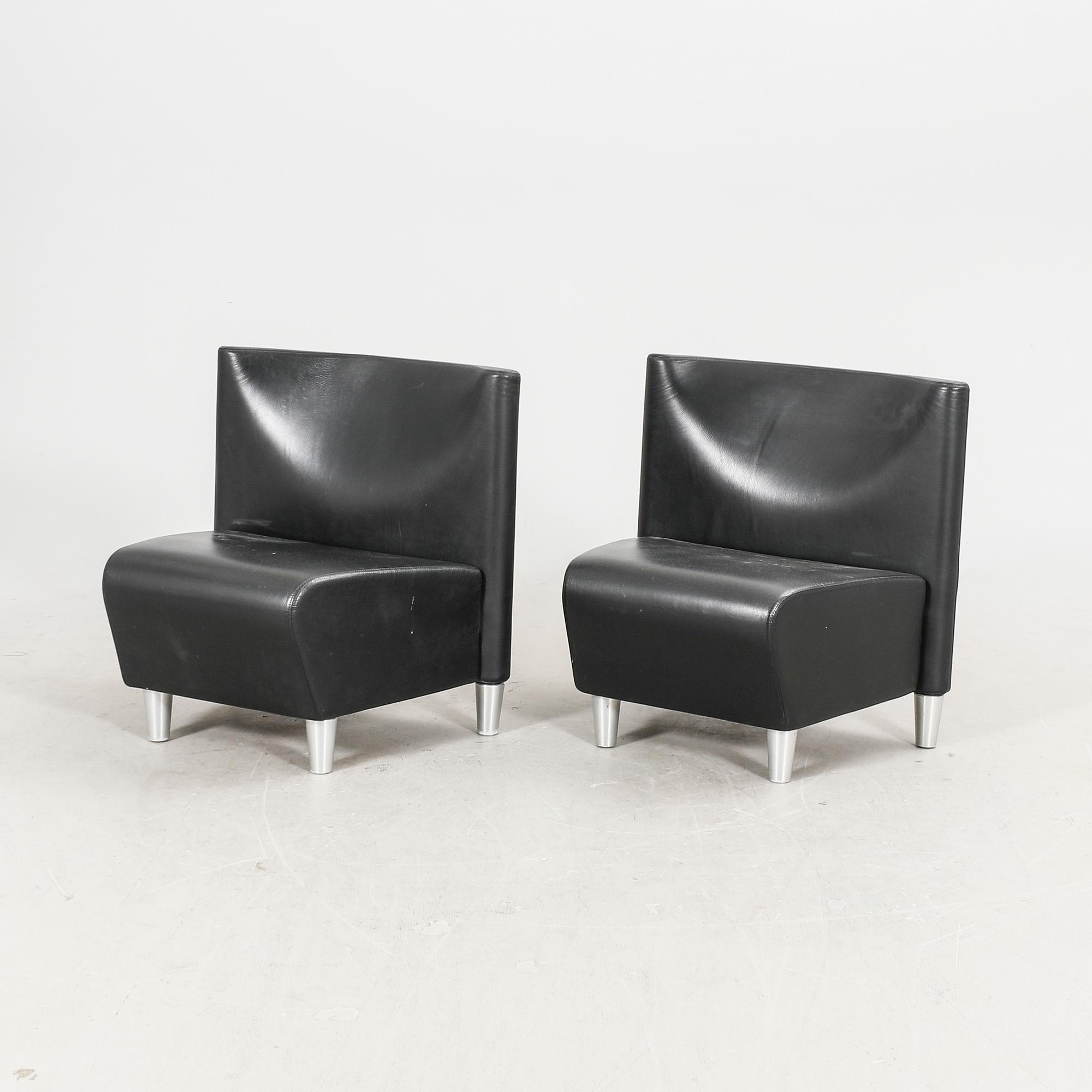 A set of eight leather easychairs by Erik Jørgensen Møbelfabrik, Svendborg, Denmark.