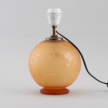 BORDSLAMPA, glas, 1900-talets första hälft.
