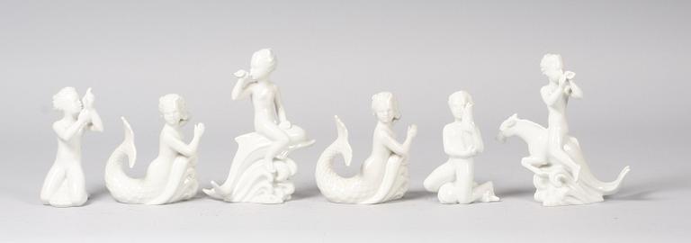 FIGURINER, 6 st, porslin, Harald Salomon, Rörstrand.