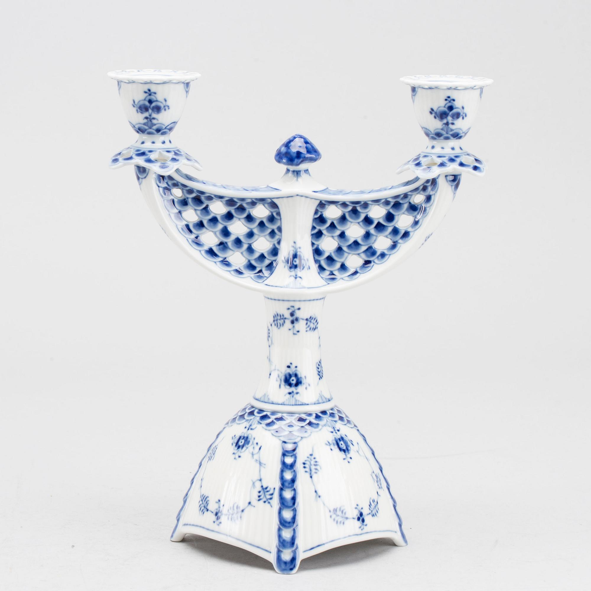 LJUSSTAKE, porslin, "Musselmalet", Royal Copenhagen,