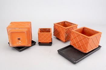 Wilhelm Kåge, a set of seven Planta flower pots Gustavsberg 1950s.