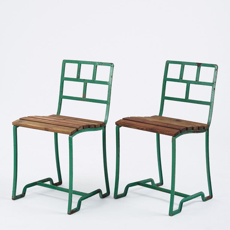 Carl Hörvik, a pair of garden chairs,  Sweden ca 1927-1929.