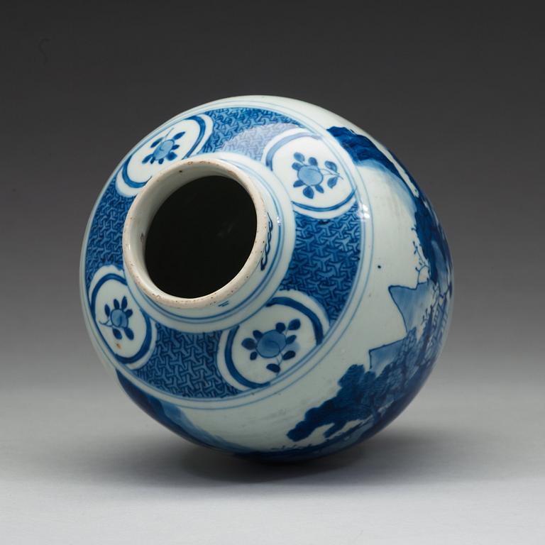 A blue and white jar, Ming dynasty, 17th Century.