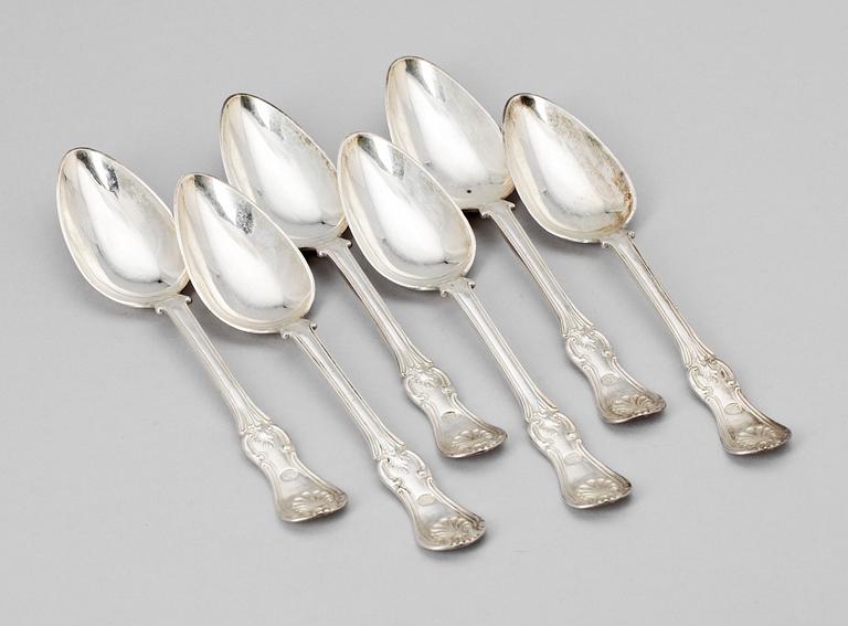 SKEDAR, 6 delar, silver, Carl August Löndberg, Västervik, 1872. Totalvikt 477 g.