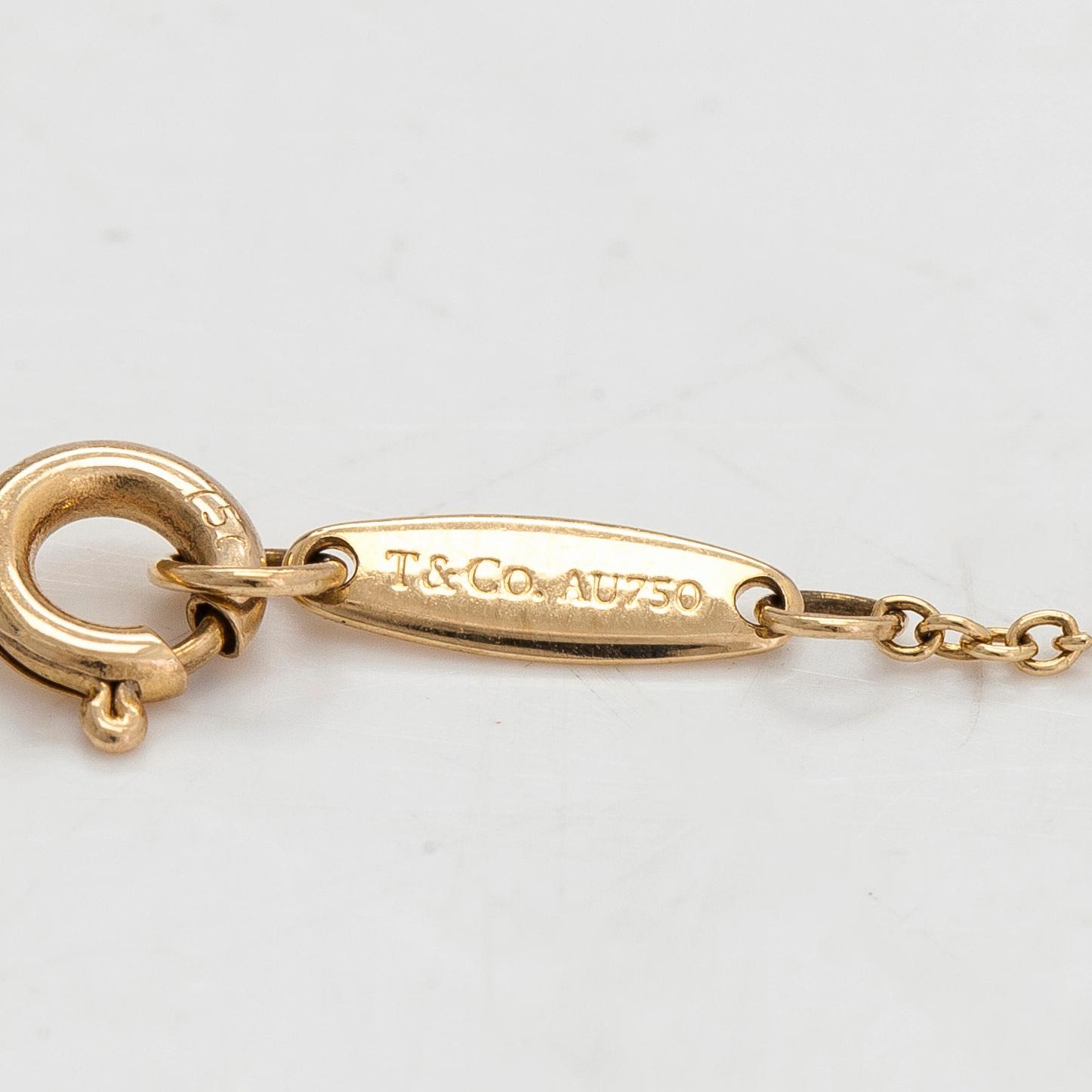 Tiffany & Co, Elsa Peretti, armband, "Diamonds by the Yard", 18K guld med en diamant ca 0.08 ct.