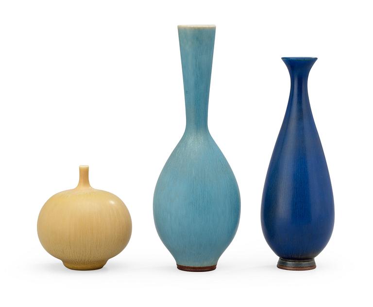 Three Berndt Friberg stoneware vases, Gustavsberg Studio 1969-70.