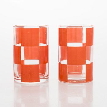 Hilkka Rahikainen, juomalaseja, 8 kpl, "Ruutu" Marimekko, Finland 1960-tal.