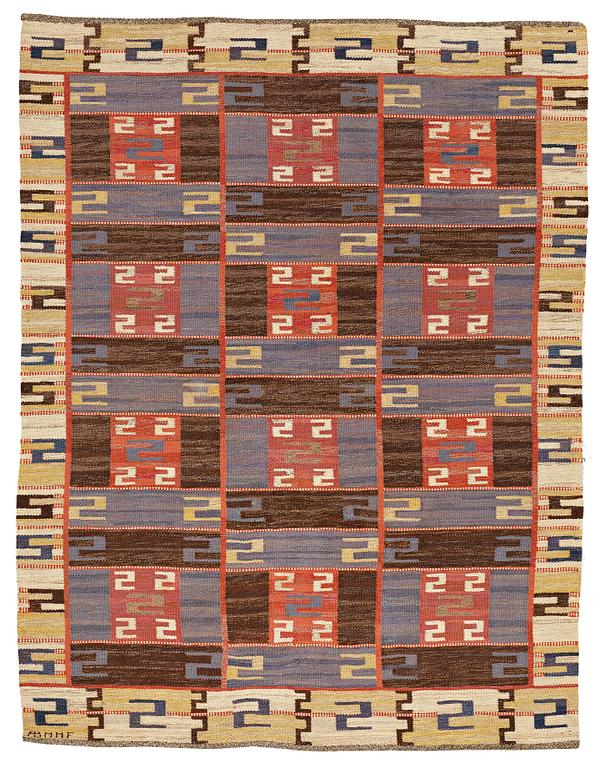 Märta Måås-Fjetterström, A CARPET, "Blå Esset", flat weave, ca 248,5 x 191,5 cm, signed AB MMF.