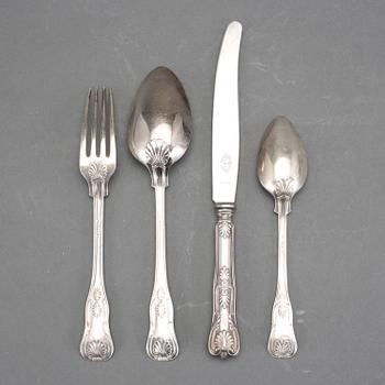 PARTI BESTICK, 48 delar, silver "Engelsk snäck", GAB, Stockholm, bla 1894. Vikt ca 2157g.