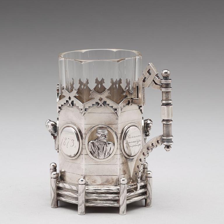 A Russian 19th centruy silver tea-glas holder, St. Petersburg 1873.