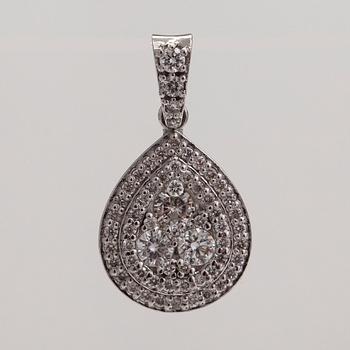 A 14K whitegold pendant, with brilliant-cut diamonds approx. 0.40 ct. in total.