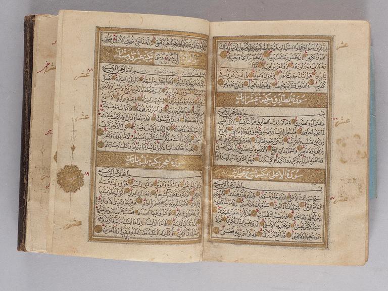 KORAN. Konstantinopel 1716. Höjd 15,5 x 11,5 cm.