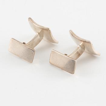 Cufflinks and shirt studs, three pairs, Högbergs, silver and gilded details.