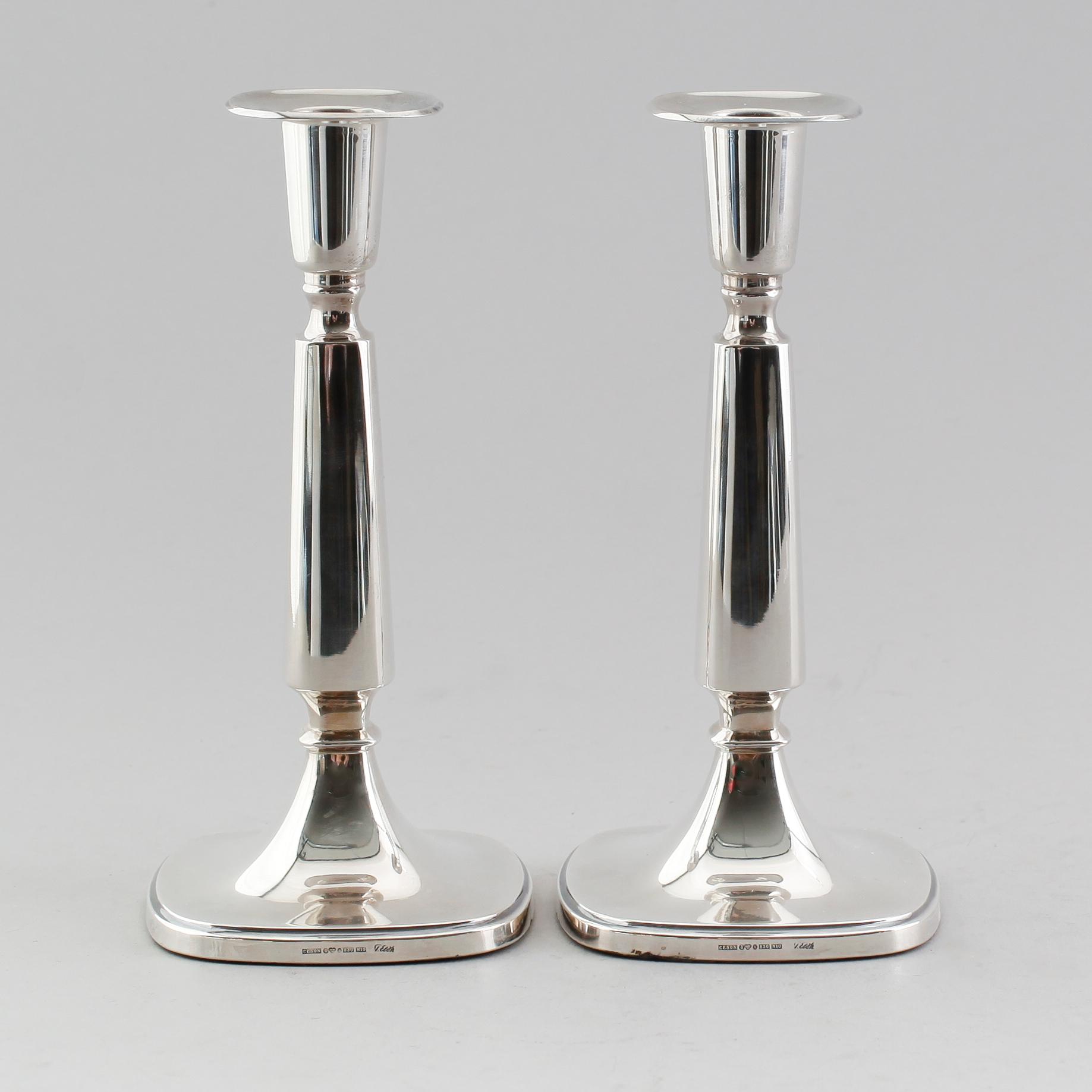 LJUSSTAKAR, 1 par, silver, Tore Eldh, Ceson, Göteborg 1987.