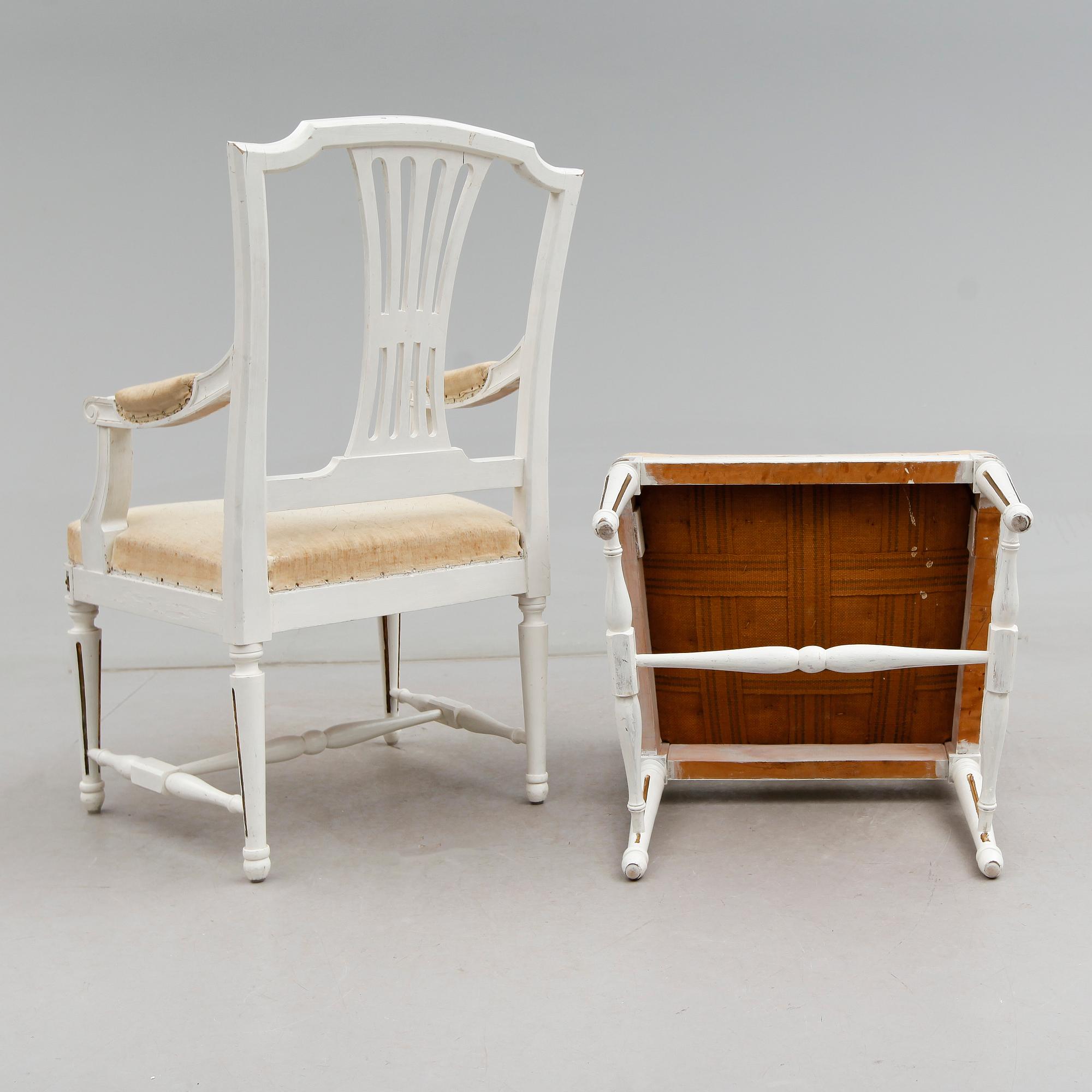 KARMSTOLAR, 1 par, gustaviansk stil, 1800-/1900-tal.