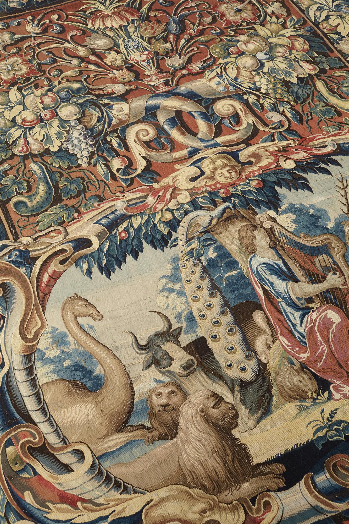 VÄVD TAPET, "Orphée jouant pour les Animaux", norra Nederländerna 1600-talets förra hälft - omkring 1600-talets mitt,