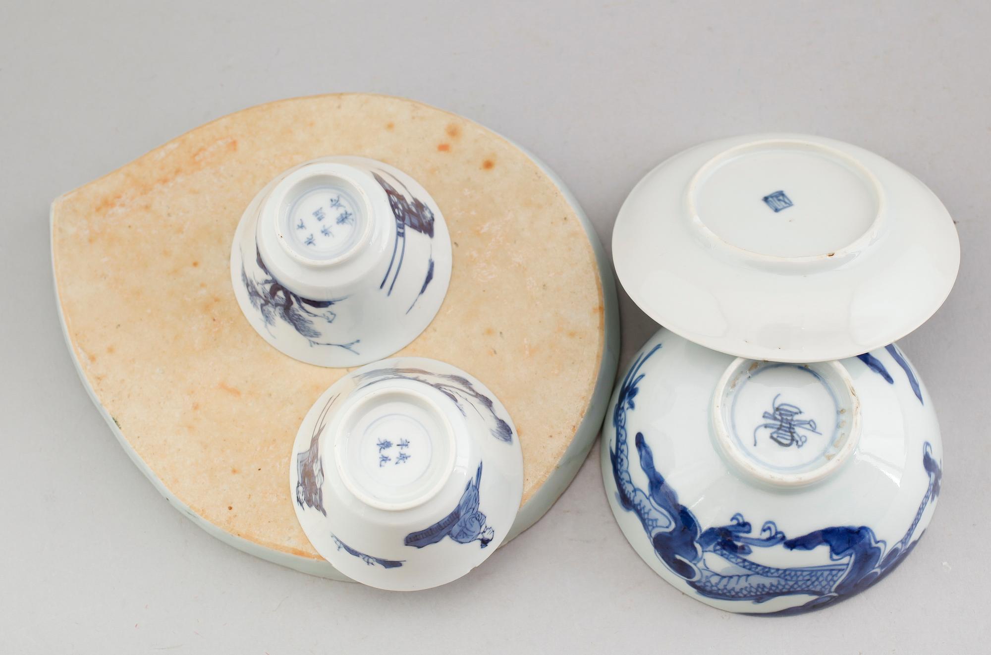 PORSLINSFÖREMÅL, 5 st, Kina, 1700-/1800-tal.