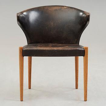 Jacob Kjaer, A Jacob Kjaer mahogany and black leather 'B 47' armchair, Denmark 1954.