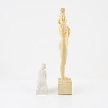 Olof Ahlberg. Skulpturer, 2 st. Signerade, gips.