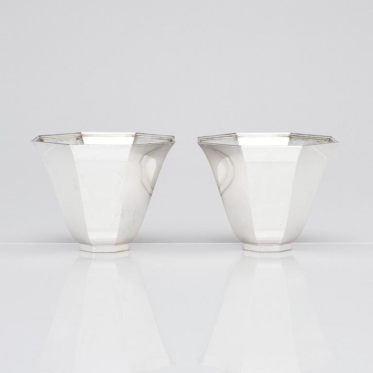 Wiwen Nilsson, a pair of bell-shaped sterling bowls, Lund, Sweden 1963-1964.