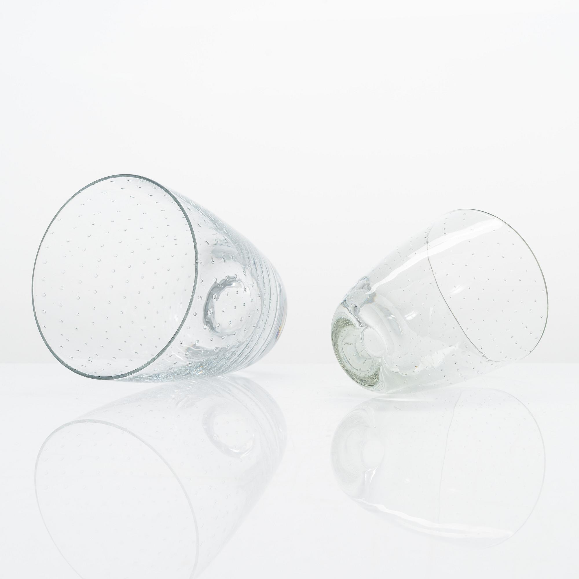 Gunnel Nyman, kanna och dricksglas 19 st, "Pore", modell 2723, Nuutajärvi Notsjö, 1900-talets mitt.