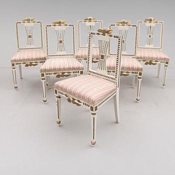 STOLAR, 6 st, varav 2 st gustavianska, 1700-tal, samt 4 st gustaviansk stil, 1900-talets första hälft.