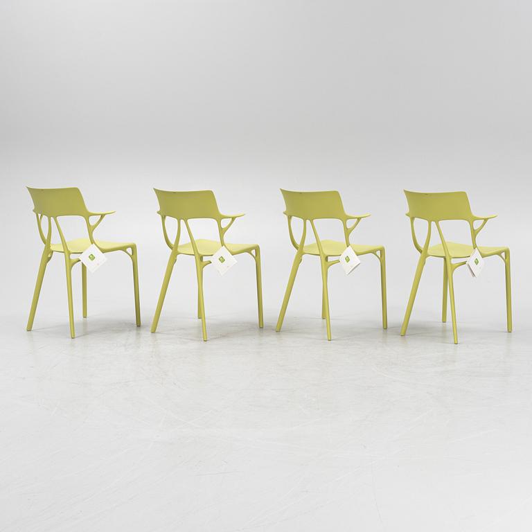 Philippe Starck, karmstolar, 4 st, "A.I. Chair", Kartell, Italien, formgiven 2019.