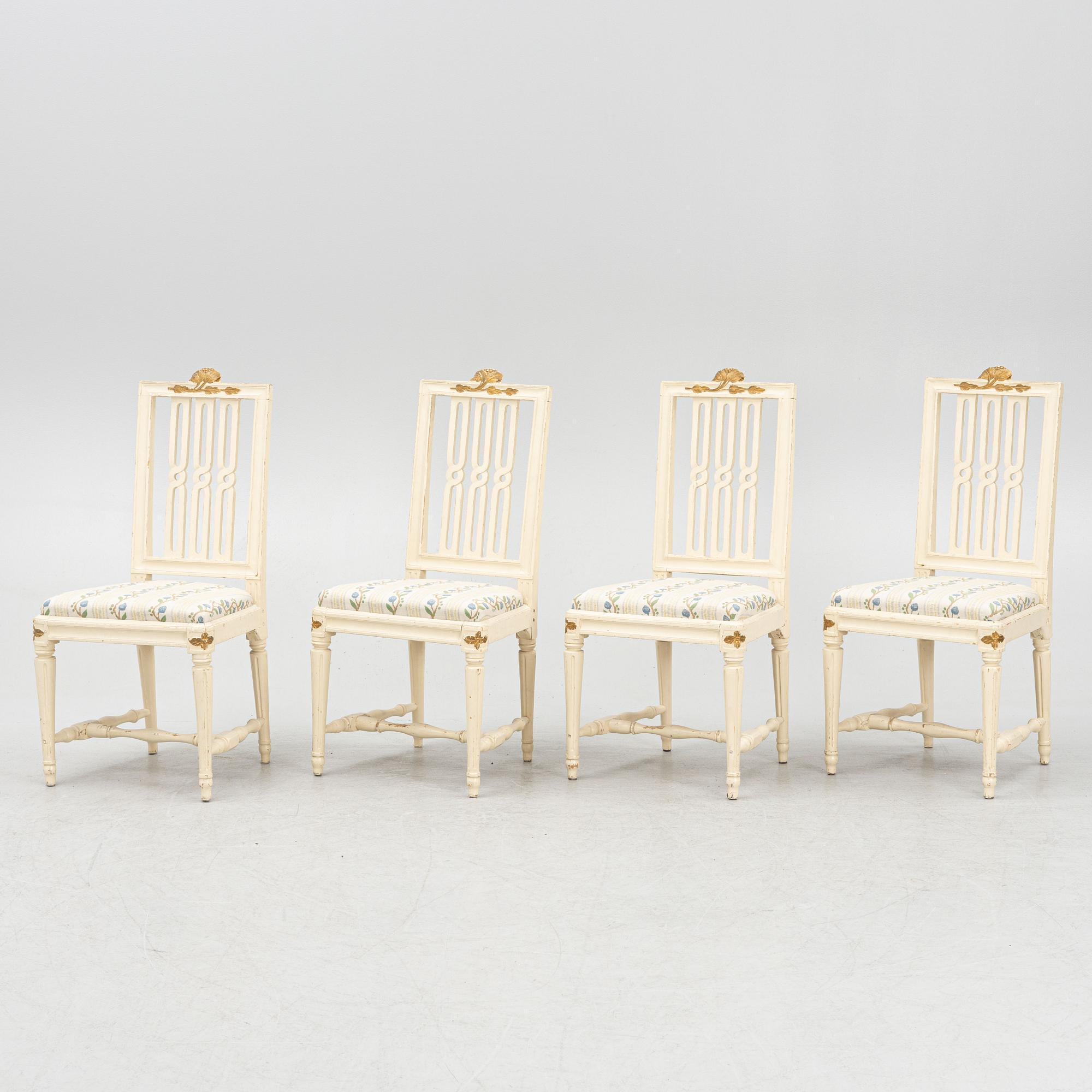 Stolar, 4 st, av Johan Hammarström (mästare i Stockholm 1794-1812, sengustavianska.