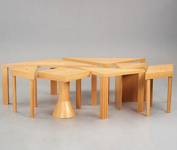 Massimo Morozzi, a 7 pieces "Tangram set" table, for Cassina, Italy 1980's.