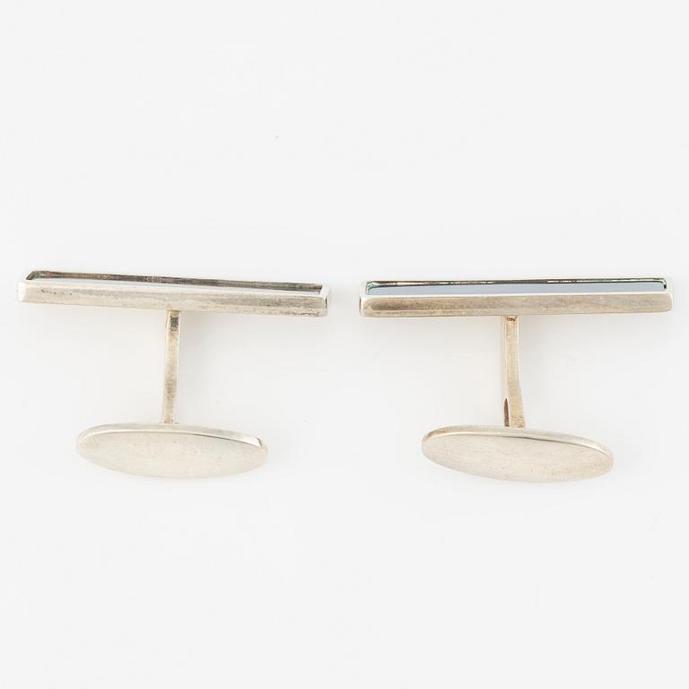 Jan Brunk, manschettknappar, sterlingsilver och emalj, Stockholm, 1992.