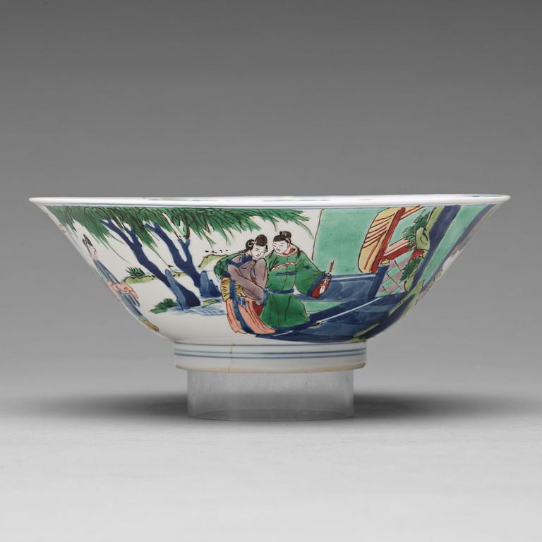 A famille verte conical bowl, Qing dynasty, Kangxi (1662-1722).