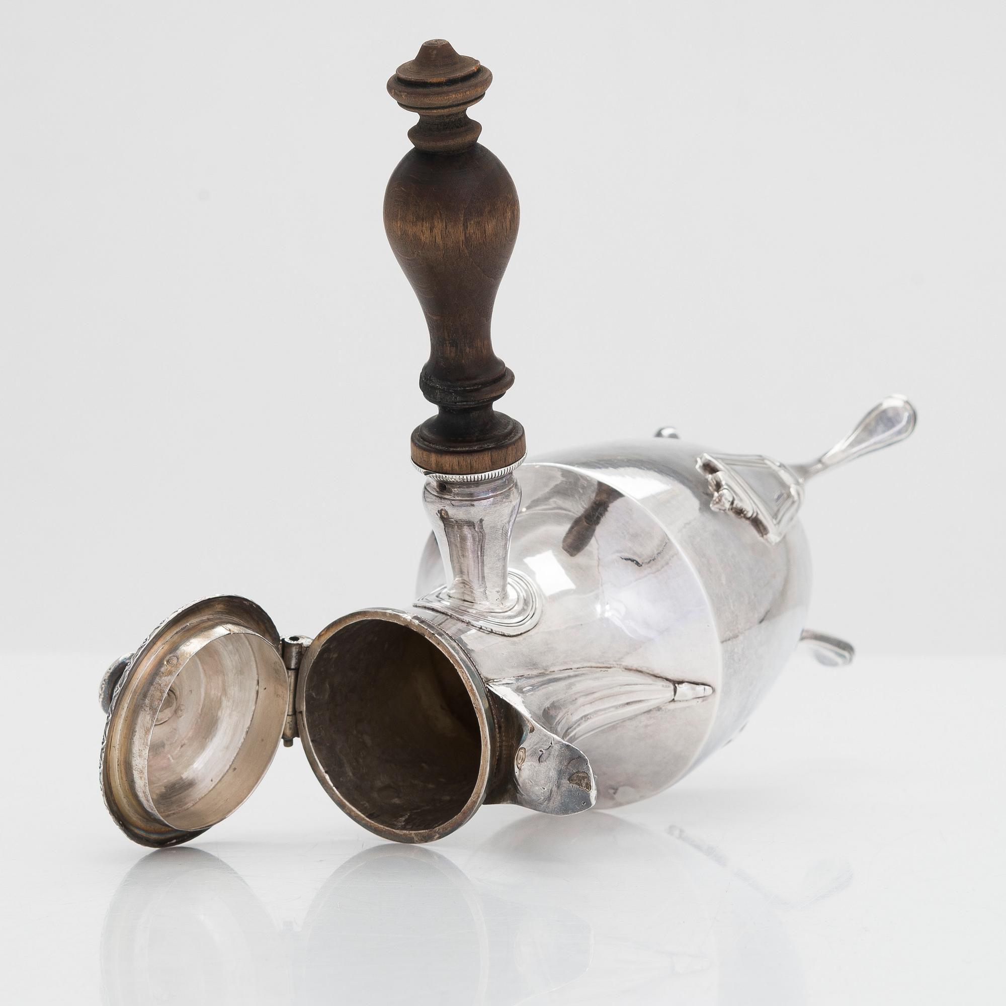 A French silver chocolate pot, Paris 1798-1809. Maker's mark LJMR.