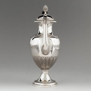 A Swedih 19th century silver coffee-pot, mark of Johan Engelbrekt Malm, Stockholm 1828.