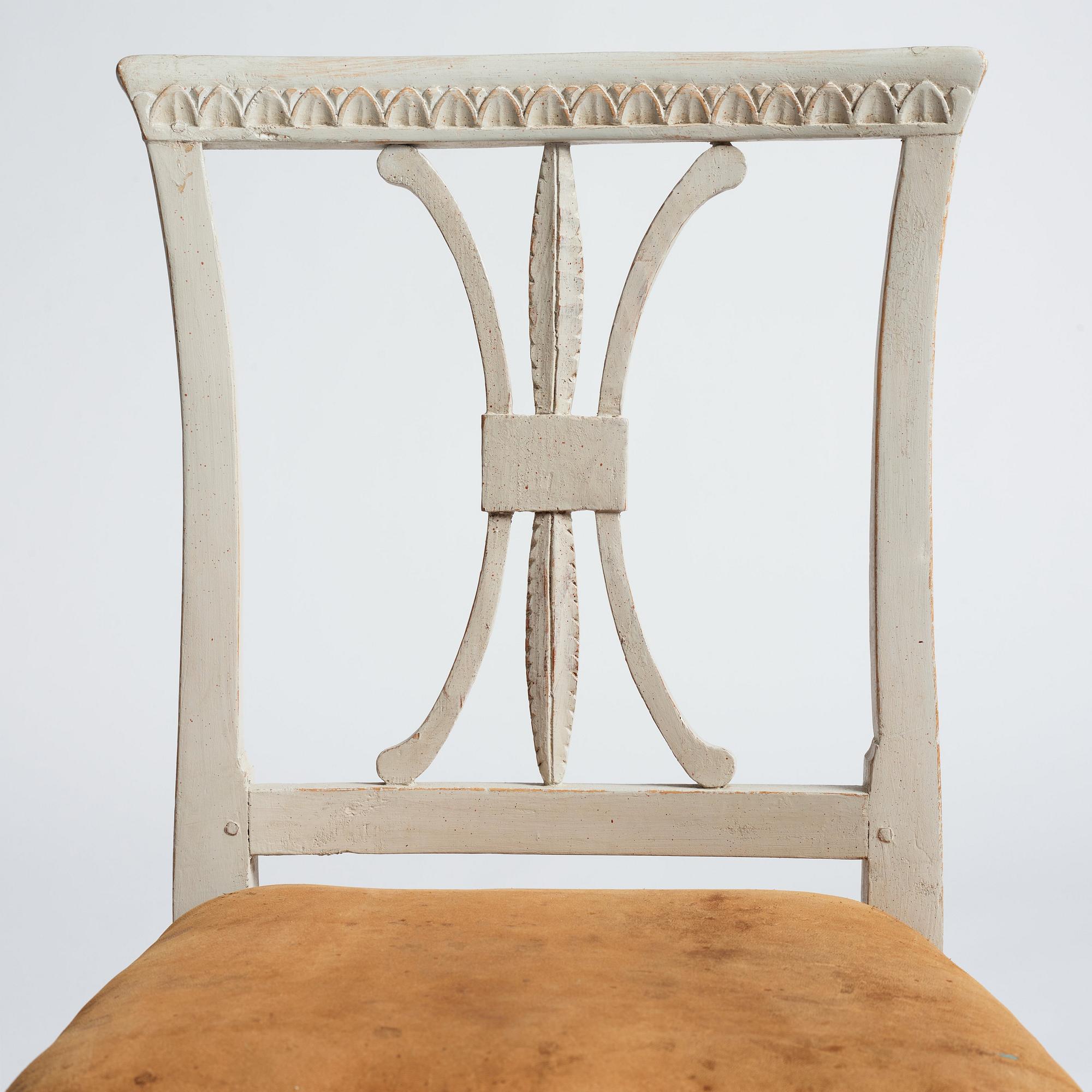 A set of eight Late gustavian chairs from Gotland around year 1800.