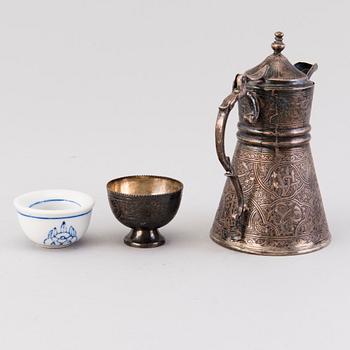 KAFFESERVIS, silver (900), Egypten, 1900-talets senare hälft.