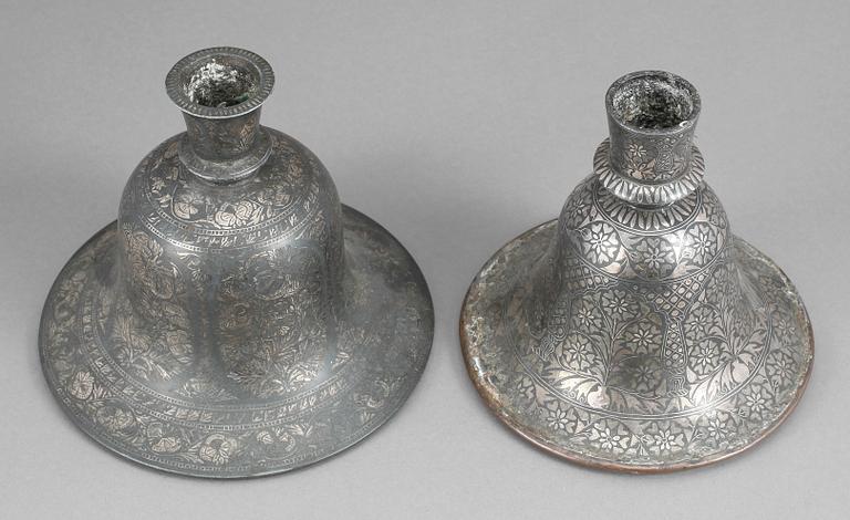 DEL FÖR VATTENPIPA, 2 st, Bidri-arbete, 1800-tal.