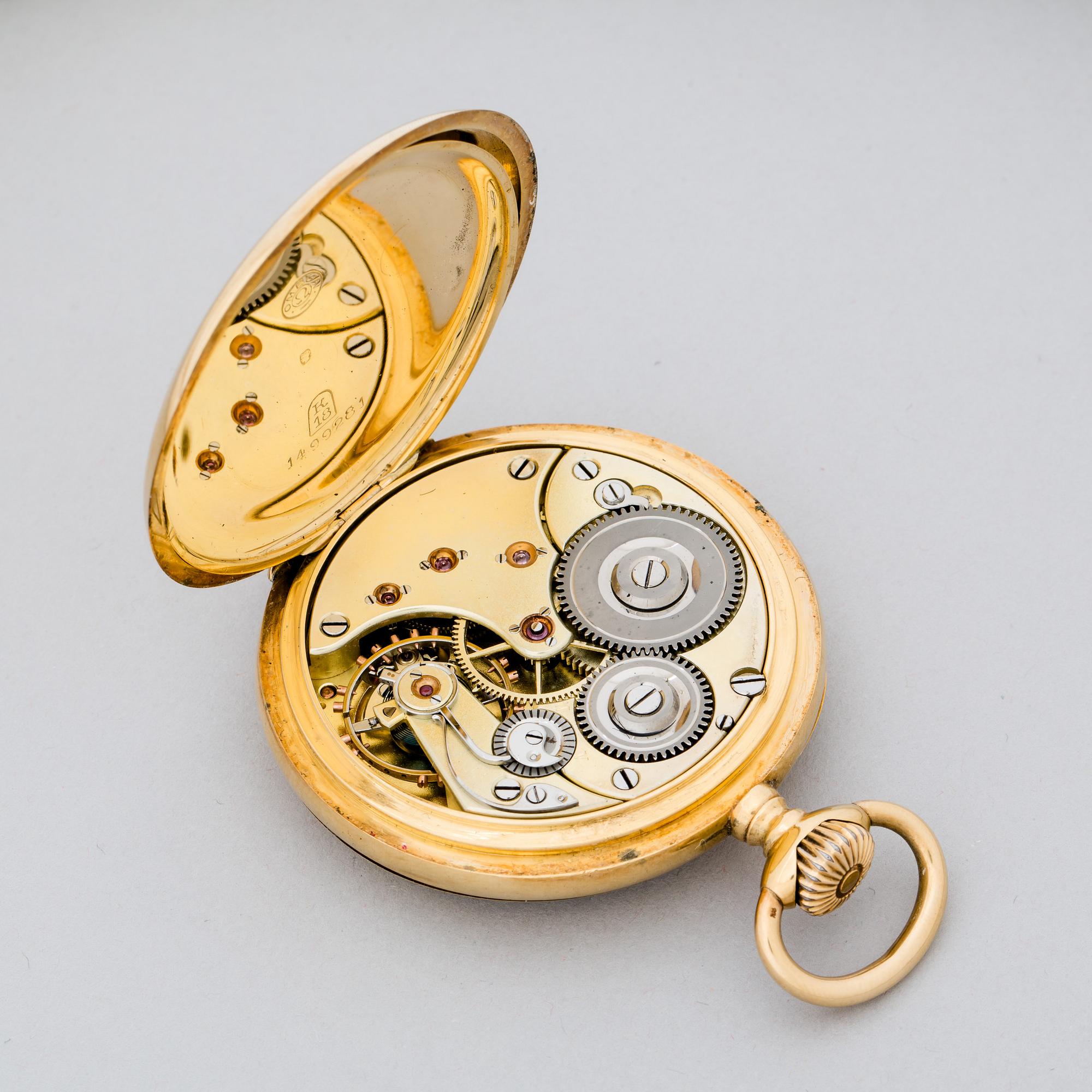 FICKUR, 18k guld. Boetten stämplad Omega.