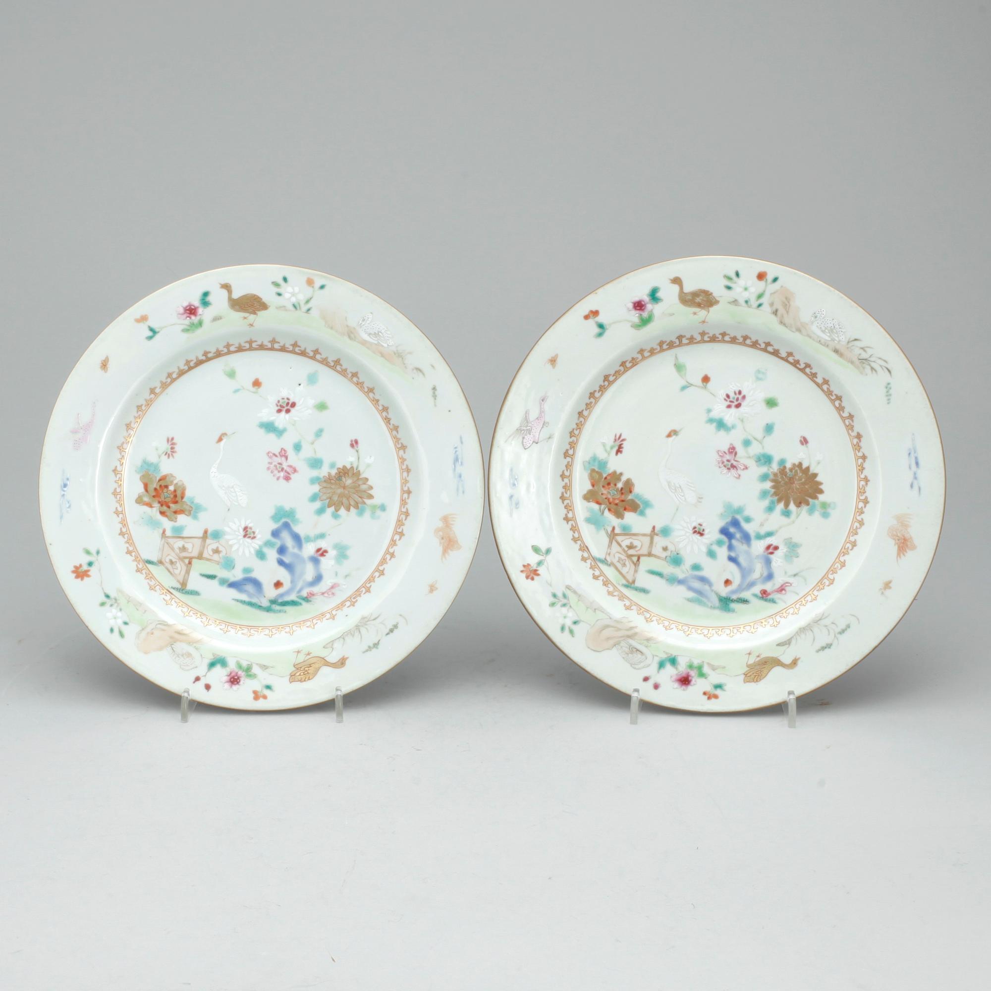 TALLRIKAR, 6 st, porslin, Kina, Qing dynastin, mestadels 1700-tal.