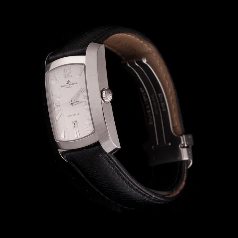ARMBANDSUR, Baume & Mercier, Hampton Milleis 2000, stål, svart alligatorläderarmband.