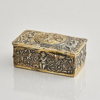Music box. gilded 800 silver. Germany, late 19th/early 20th century.