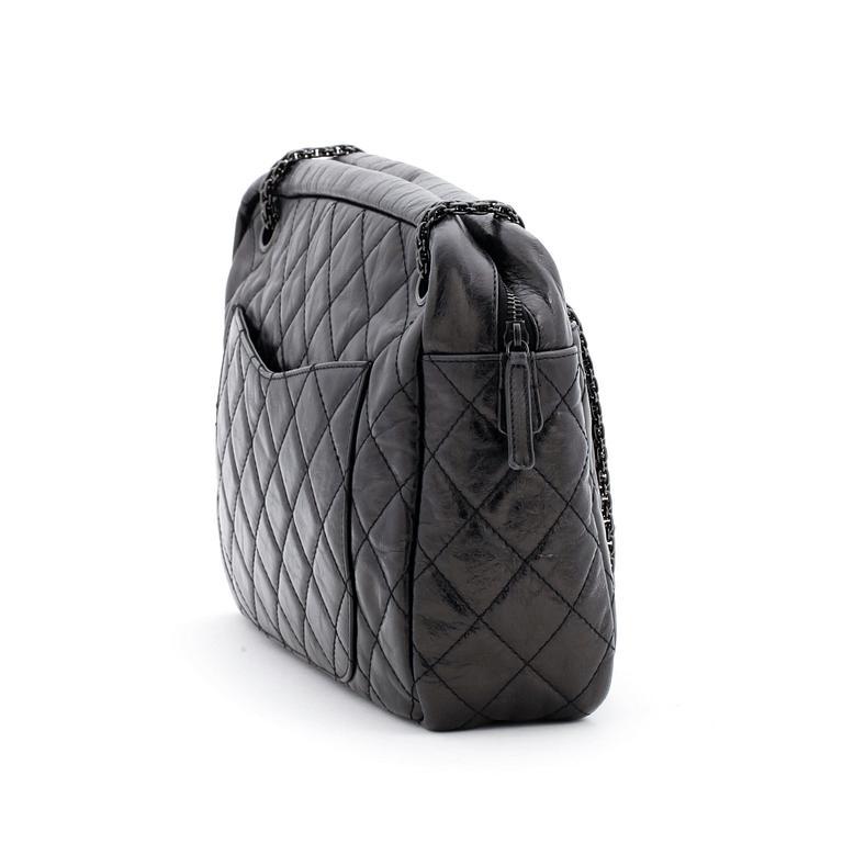 CHANEL, a quilted black leather shoulder bag, "Camera bag 2.55".