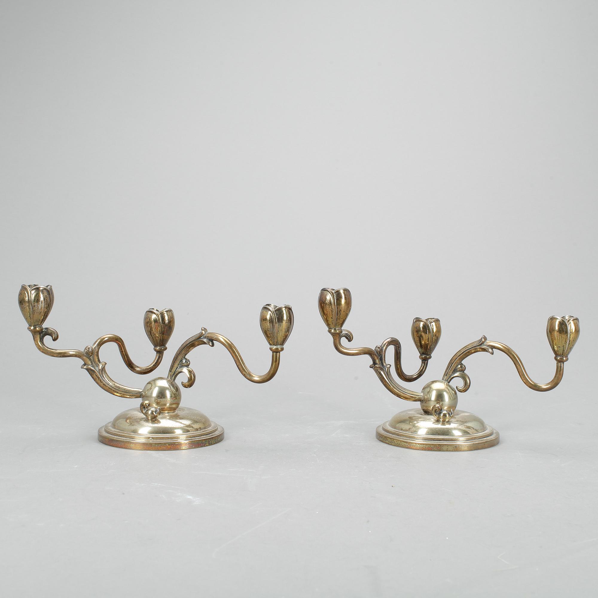 LJUSSTAKAR, ett par, W A Bolin, silver, 1950.