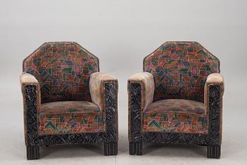 FÅTÖLJER, ett par. Art-deco, 1900-talets första hälft.