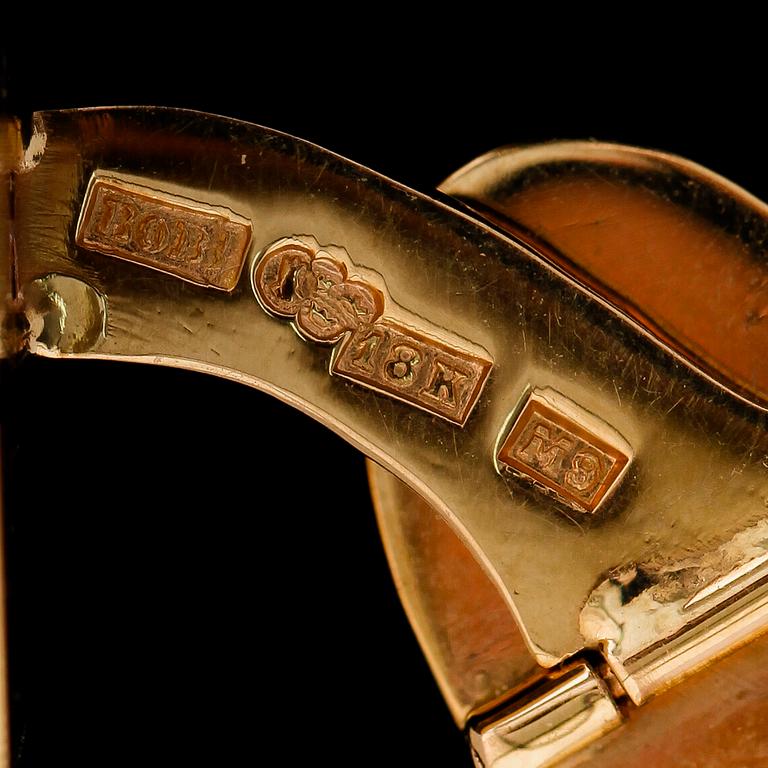 MANSCHETTKNAPPAR, 1 par, 18 k guld, 1962. Total vikt ca 10 gram.