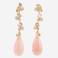 Earrings, Mandelstam, 18K gold with pink opals, pink tourmalines, and brilliant-cut diamonds.