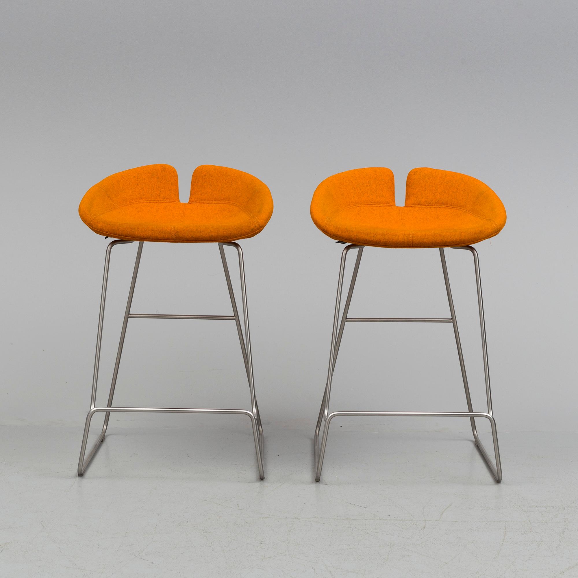A pair of Patricia Urquiola 'Fjord' bar stools, for Moroso, second half of the 20th century.