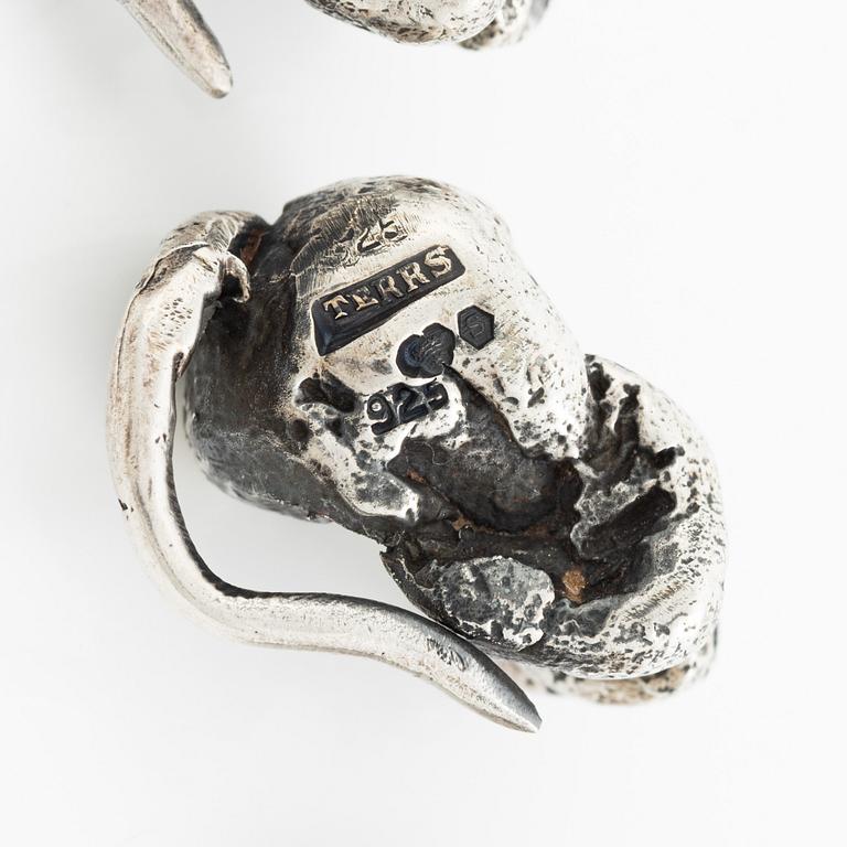 PA Lundahl-Terrs, figurines/pendants, eleven pieces, silver, in the form of animals.