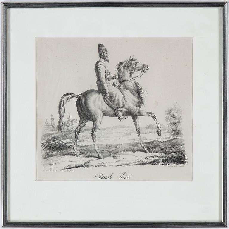 GRAVYRER, ett par, efter Carle & Horace Vernet, 1800-tal.