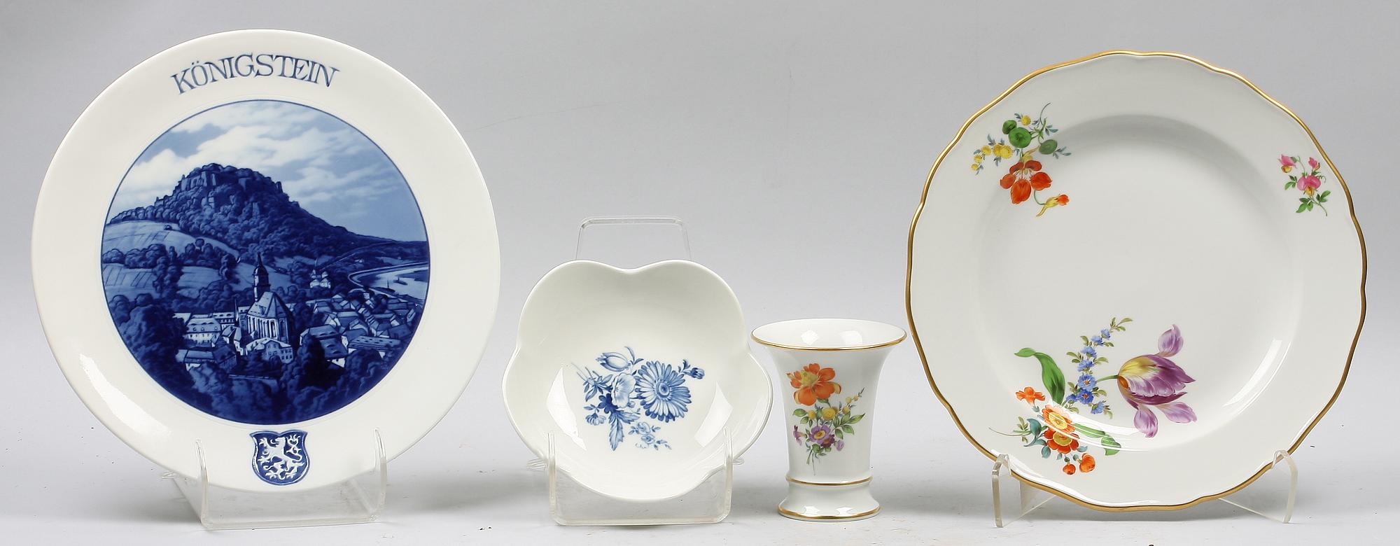 PARTI MEISSEN, 4 delar, porslin. 1900-tal.